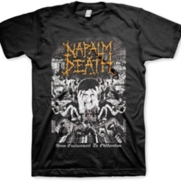 Napalm Death from Enslavement to Obliteration Men's T-Shirt Black Small - Picture 1 of 1